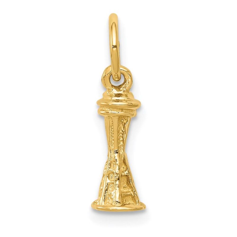 14k Yellow Gold Solid Polished Space Needle Charm - image 1